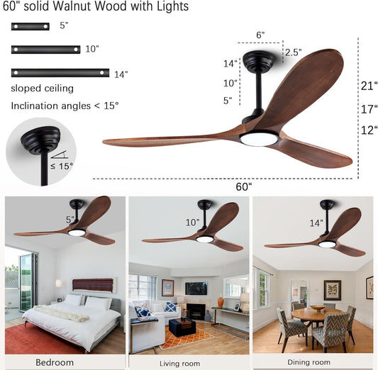 Wood Ceiling Fans with Lights and Remote Control