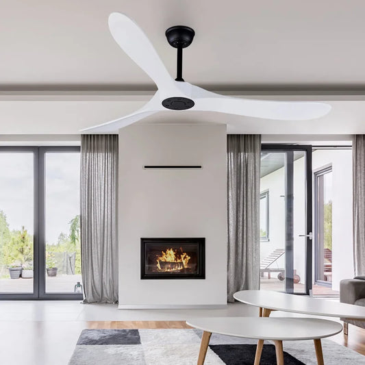 Outdoor Ceiling Fans White 60 Inch with Remote Control Wood Blades DC Motor Ventiladores De Techo