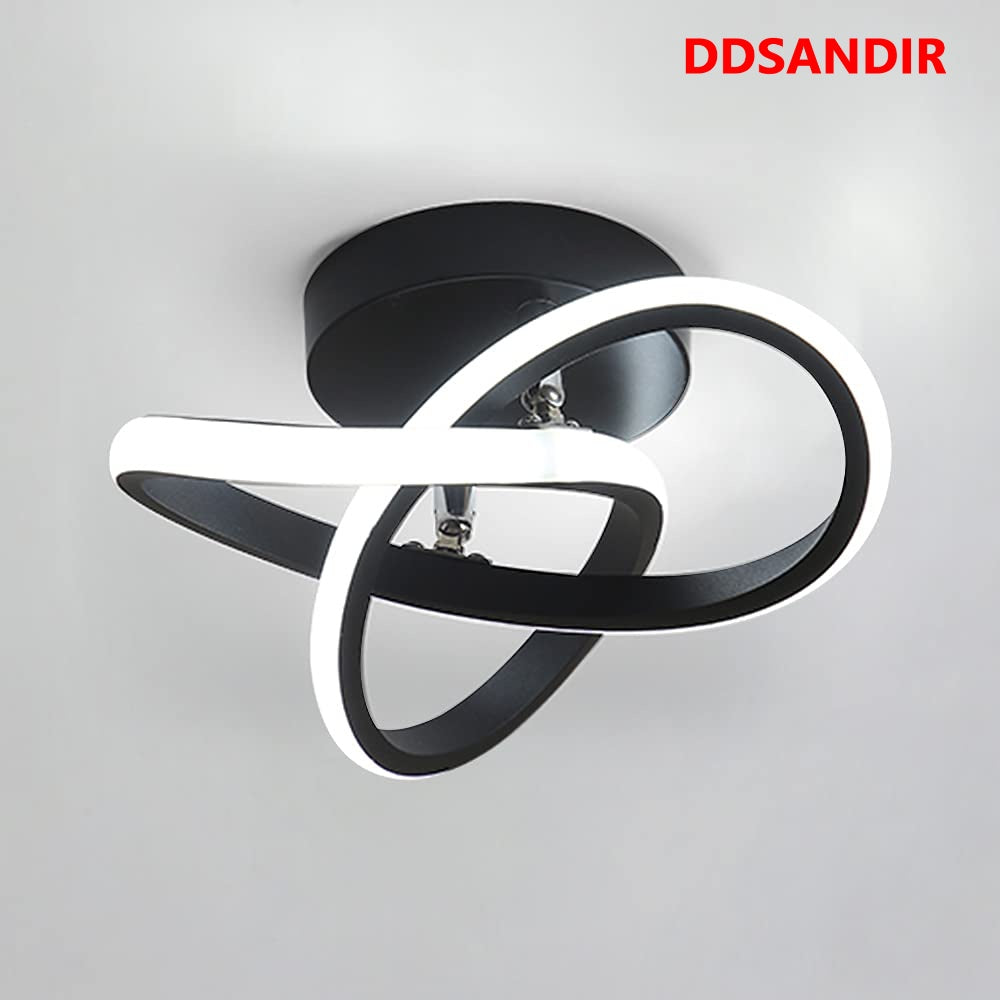 DDSANDIR LED Ceiling Lights, Linear Metal Semi-Flushmount Light Modern Crossed Design LED 1-Light Ceiling lamp for Bedroom Living Dining Room