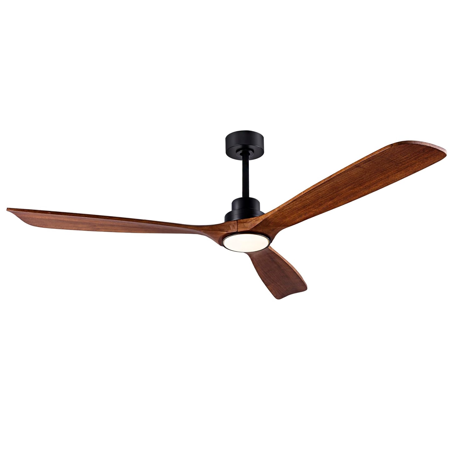 60 Inch Ceiling Fans with Lights and Remote FCC Dimmable Light Memory Quiet DC Motor Outdoor Indoor 3 Blades Wooden Ceiling Fan for Living Room Bedroom Patio Farmhouse Kitchen Black Walnut