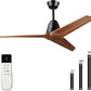 Ceiling Fans without light Remote Control Memory Settings Quiet Reversible DC Motor 52 inch Wood Ceiling Fan for Bedroom LivingRoom Patios Farmhouse Modern Dark Walnut