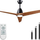 Wood Ceiling Fans with Lights and Remote, Memory Function, Dimmable 2-in-1 Light LED&RGB, 6 Speeds Quiet DC Motor, 52 inch Bedroom Ceiling Fans, Dark Walnut