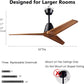 Ceiling Fans without light Remote Control Memory Settings Quiet Reversible DC Motor 52 inch Wood Ceiling Fan for Bedroom LivingRoom Patios Farmhouse Modern Dark Walnut