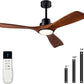 Ceiling Fans with Lights 42'' Wood Ceiling Fan with Remote Control for Auto-Memory Settings Modern Ceiling Fan for Indoor Bedroom Living Room Dimmable Qiuet DC Motor Black+Dark Walnut
