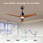 Wood Ceiling Fans with Lights and Remote, Memory Function, Dimmable 2-in-1 Light LED&RGB, 6 Speeds Quiet DC Motor, 52 inch Bedroom Ceiling Fans, Dark Walnut