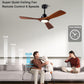 Ceiling Fans with Lights 42'' Wood Ceiling Fan with Remote Control for Auto-Memory Settings Modern Ceiling Fan for Indoor Bedroom Living Room Dimmable Qiuet DC Motor Black+Dark Walnut