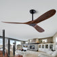 60" Ceiling Fan with Remote Control No Lights,Modern Reversible DC Motor Indoor Outdoor 3 Blades Ceiling Fans for Patio Bedroom Living Room(Black+Dark Walnut)