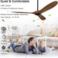 60" Ceiling Fan with Remote Control No Lights,Modern Reversible DC Motor Indoor Outdoor 3 Blades Ceiling Fans for Patio Bedroom Living Room(Black+Dark Walnut)