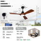 Ceiling Fans with Lights 42'' Wood Ceiling Fan with Remote Control for Auto-Memory Settings Modern Ceiling Fan for Indoor Bedroom Living Room Dimmable Qiuet DC Motor Black+Dark Walnut