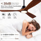 52" Wood Ceiling Fan with Lights Remote Control
