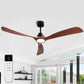 60 Inch Ceiling Fans with Lights and Remote FCC Dimmable Light Memory Quiet DC Motor Outdoor Indoor 3 Blades Wooden Ceiling Fan for Living Room Bedroom Patio Farmhouse Kitchen Black Walnut