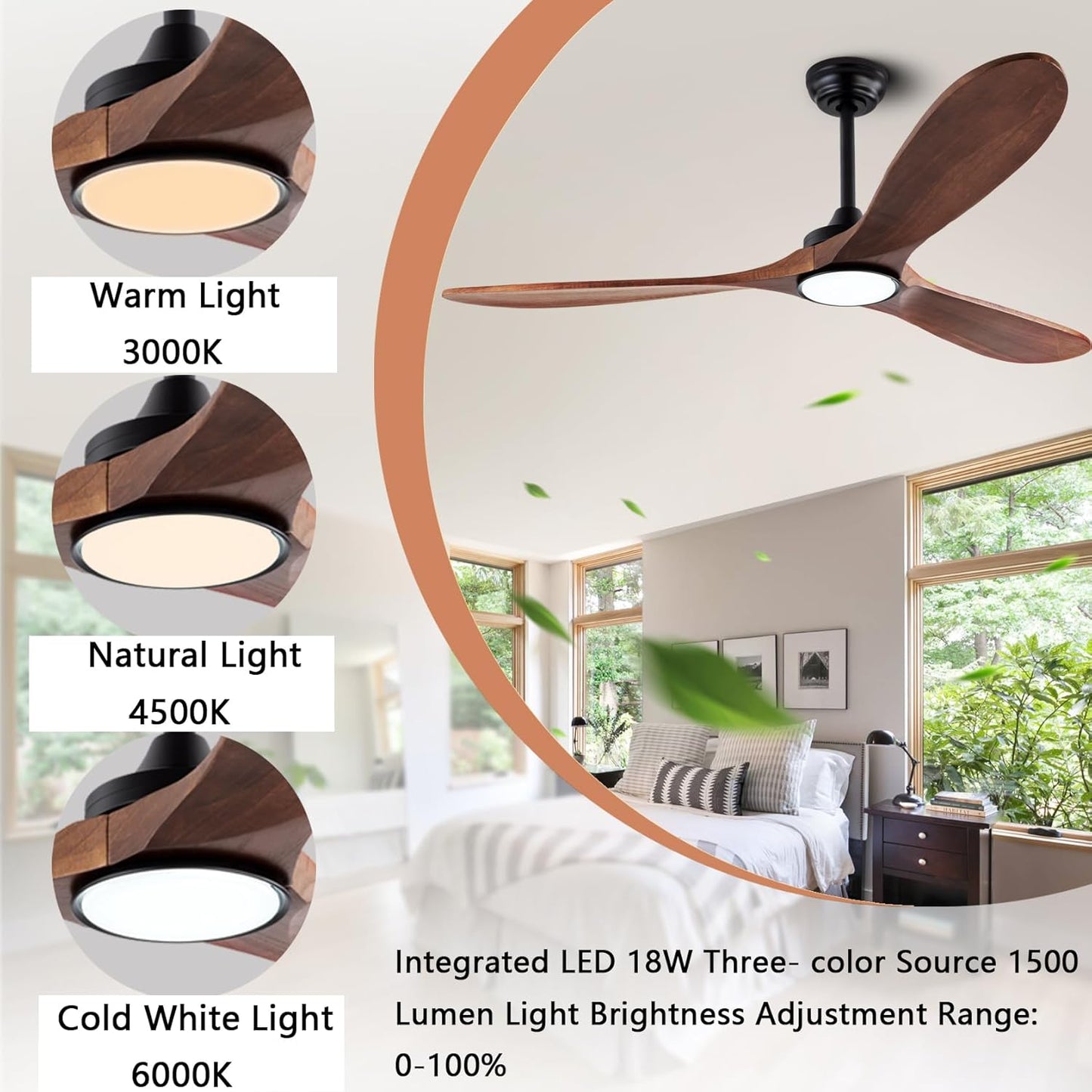 Wood Ceiling Fans with Lights and Remote Control