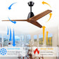 Ceiling Fans without light Remote Control Memory Settings Quiet Reversible DC Motor 52 inch Wood Ceiling Fan for Bedroom LivingRoom Patios Farmhouse Modern Dark Walnut