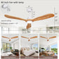 Ceiling Fans with Lights and Remote,60 Inch Unique Wood Ceiling Fan with Noiseless Reversible DC Motor,3 Blades,3 Downrods, for Farmhouse,Patio Living Room, Bedroom, Office,Indoor Outdoor(White+Wood)