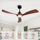 52 Inch Wood Ceiling Fans with Lights and Remote Control Indoor Memory Dimmable Light 3 Blades Noiseless Reversible ETL Motor Ceiling Fan for Bedroom Living Room Patios Farmhouse Black Walnut
