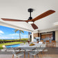60" Dimmable Ceiling Fans with Lights Remote Control(FCC) Quiet Operation DC Motor Modern Wood Blade Ceiling Fan for Living Room Bedroom Farmhouse Patio Indoor and Outdoor Dark Walnut
