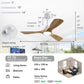 Ceiling Fan with Lights, 42'' Wood Ceiling Fan with Remote Control, Automatic Memory and Dimmable 3 Color Light / 6-Speed/Timing/Reversible. Bedroom ceilig Fan,Qiuet DC Motor,Black+Dark Wood