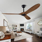 60" Ceiling Fan with Remote Control No Lights,Modern Reversible DC Motor Indoor Outdoor 3 Blades Ceiling Fans for Patio Bedroom Living Room(Black+Dark Walnut)