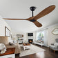 60" Ceiling Fan with Remote Control No Lights,Modern Reversible DC Motor Indoor Outdoor 3 Blades Ceiling Fans for Patio Bedroom Living Room(Black+Dark Walnut)
