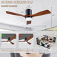 48" Recessed Ceiling Fan with Lights and Remote Control, Indoor Outdoor Wooden Ceiling Fan with 3 Wooden Blades for Patio, Living Room, Bedroom, Hallway