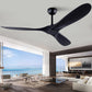 60" Ceiling Fan with Remote Control No Lights,Modern Reversible DC Motor Indoor Outdoor 3 Blades Ceiling Fans for Patio Bedroom Living Room(Black+Dark Walnut)