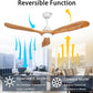 Ceiling Fans with Lights and Remote,60 Inch Unique Wood Ceiling Fan with Noiseless Reversible DC Motor,3 Blades,3 Downrods, for Farmhouse,Patio Living Room, Bedroom, Office,Indoor Outdoor(White+Wood)