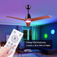 Wood Ceiling Fans with Lights and Remote, Memory Function, Dimmable 2-in-1 Light LED&RGB, 6 Speeds Quiet DC Motor, 52 inch Bedroom Ceiling Fans, Dark Walnut