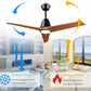 Wood Ceiling Fans with Lights and Remote, Memory Function, Dimmable 2-in-1 Light LED&RGB, 6 Speeds Quiet DC Motor, 52 inch Bedroom Ceiling Fans, Dark Walnut