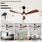 52 Inch Wood Ceiling Fans with Lights and Remote Control Indoor Memory Dimmable Light 3 Blades Noiseless Reversible ETL Motor Ceiling Fan for Bedroom Living Room Patios Farmhouse Black Walnut