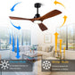 Ceiling Fans with Lights 42'' Wood Ceiling Fan with Remote Control for Auto-Memory Settings Modern Ceiling Fan for Indoor Bedroom Living Room Dimmable Qiuet DC Motor Black+Dark Walnut