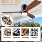 48" Recessed Ceiling Fan with Lights and Remote Control, Indoor Outdoor Wooden Ceiling Fan with 3 Wooden Blades for Patio, Living Room, Bedroom, Hallway
