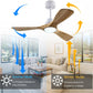 Ceiling Fan with Lights, 42'' Wood Ceiling Fan with Remote Control, Automatic Memory and Dimmable 3 Color Light / 6-Speed/Timing/Reversible. Bedroom ceilig Fan,Qiuet DC Motor,Black+Dark Wood