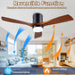 48" Recessed Ceiling Fan with Lights and Remote Control, Indoor Outdoor Wooden Ceiling Fan with 3 Wooden Blades for Patio, Living Room, Bedroom, Hallway