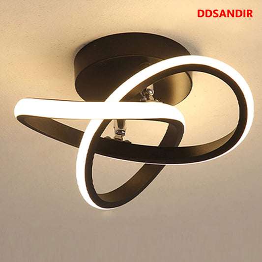 DDSANDIR LED Ceiling Lights, Linear Metal Semi-Flushmount Light Modern Crossed Design LED 1-Light Ceiling lamp for Bedroom Living Dining Room