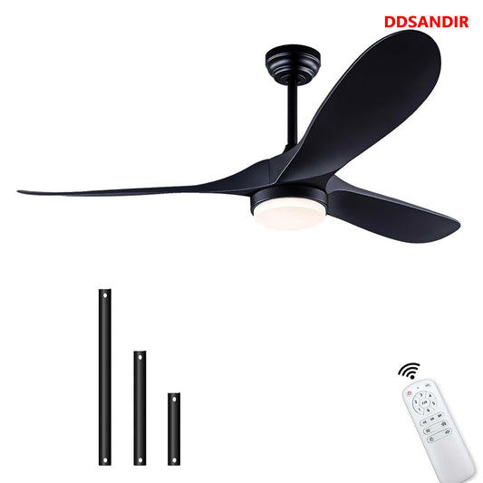 DDSANDIR Ceiling Fan with Lights Remote Control,Modern Reversible DC Motor Indoor Outdoor 3 Blades ABS Ceiling Fans for Patio Bedroom Living Room