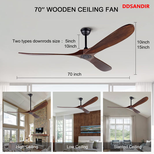 DDSANDIR Ceiling Fans for Bedrooms with Remote Control in Matte Black