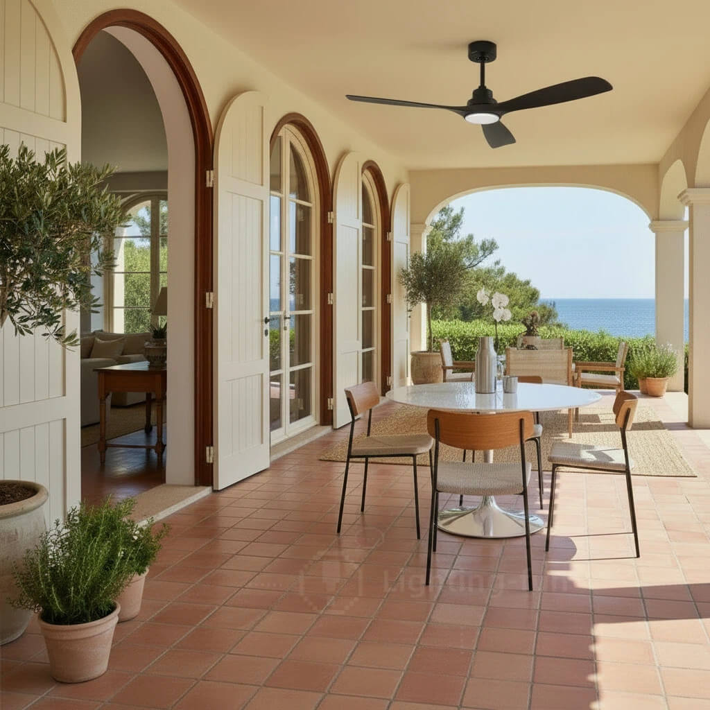 52Inch Farmhouse Black Ceiling Fan with Light and Remote Control