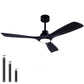 52Inch Farmhouse Black Ceiling Fan with Light and Remote Control
