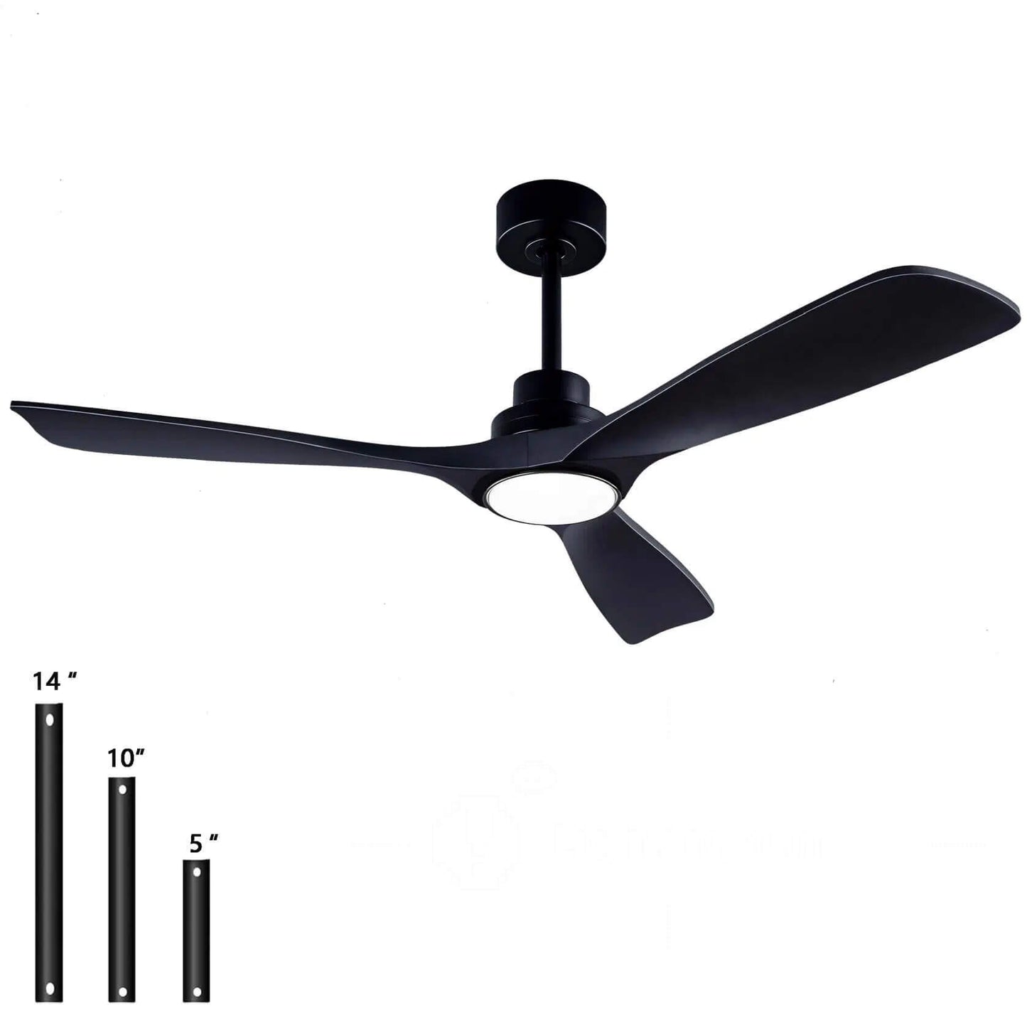 52Inch Farmhouse Black Ceiling Fan with Light and Remote Control