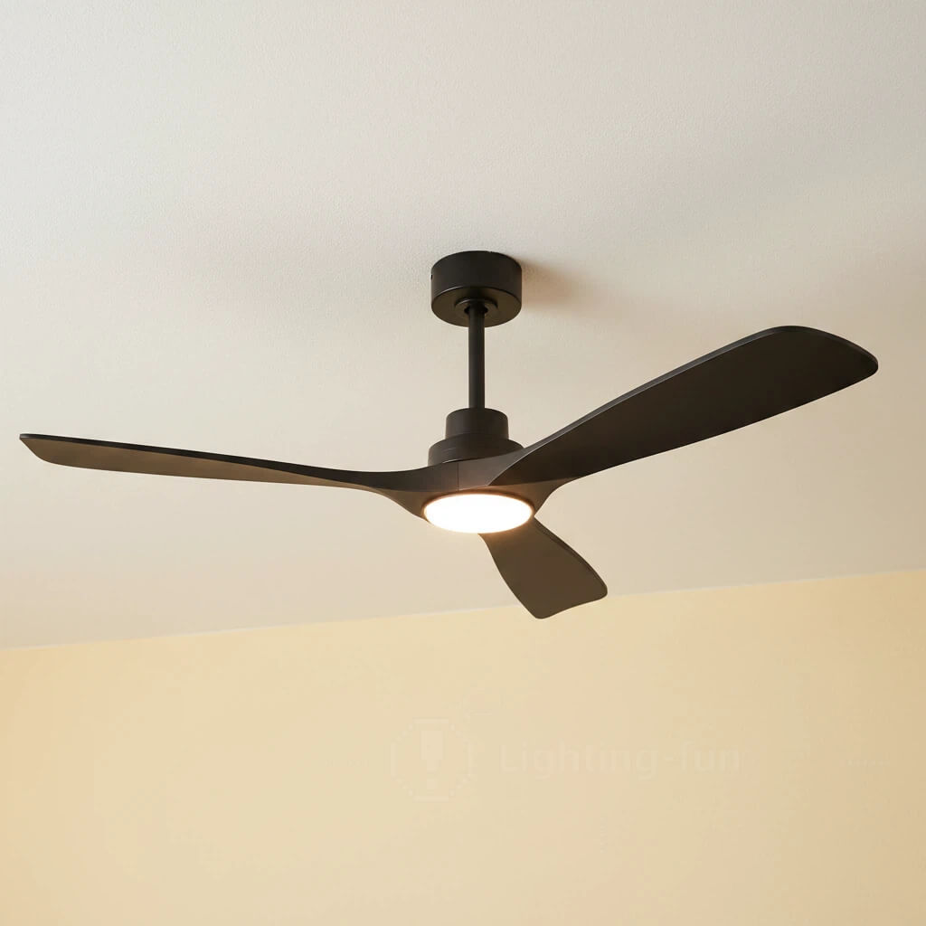 52Inch Farmhouse Black Ceiling Fan with Light and Remote Control