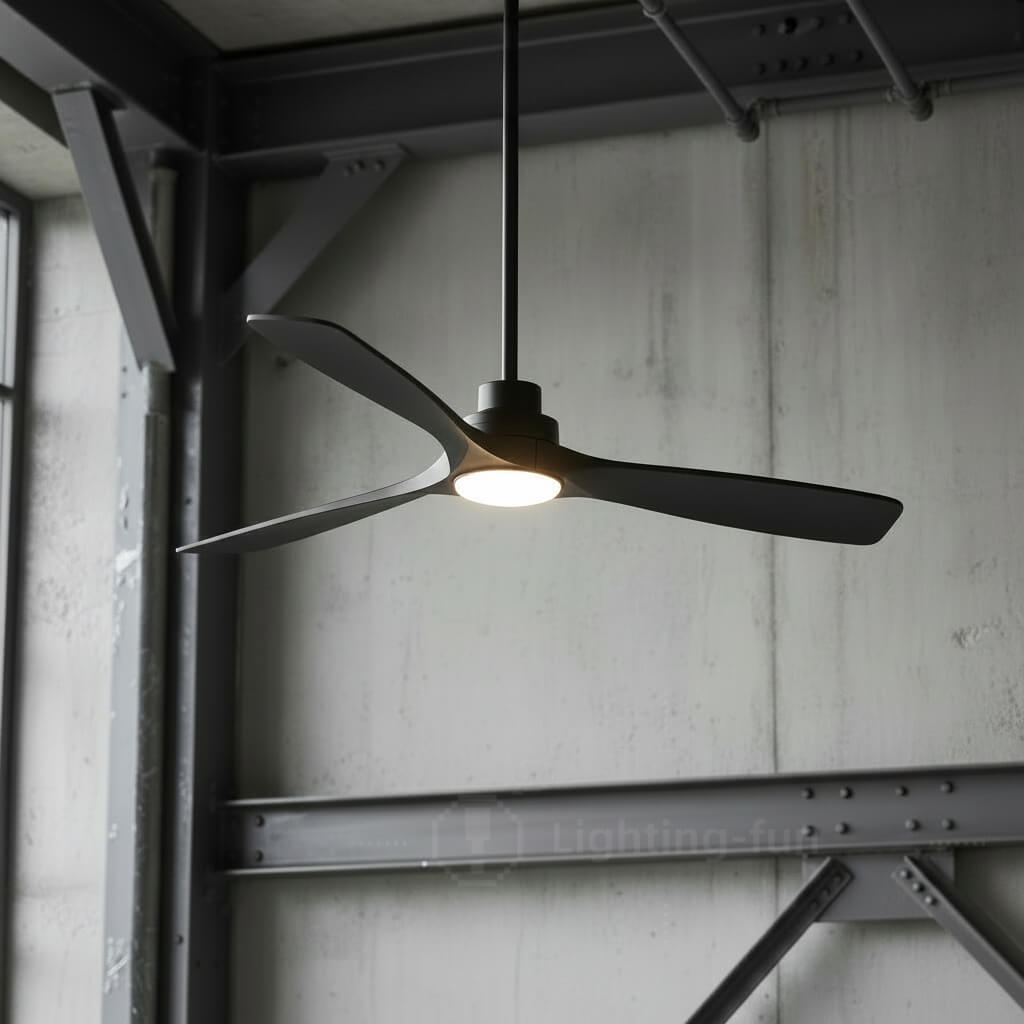 52Inch Farmhouse Black Ceiling Fan with Light and Remote Control