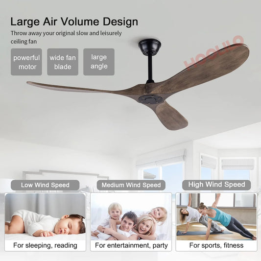 88inch Big Size Wood Ceiling Fan with LED Lights Remote Control DC Motor Ventiladores De Techo