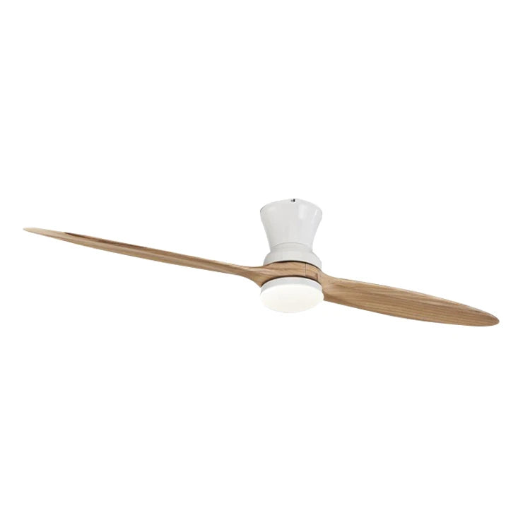 2 Soid Wooden Blade Office Room Modern Ceiling Fan 60 Inch with Light Remote Control DC Motor