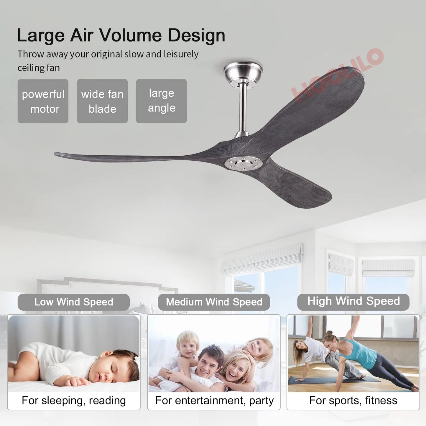 60in Wood Ceiling Fan with LED Lights DC Motor 6 Speeds Ceiling Fans Ventiladores De Techo Con Luces Led Lights