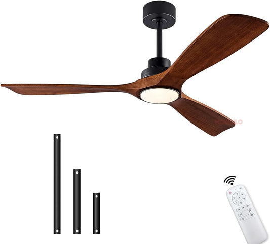 42 52 60 inch Wood Ceiling Fan with Lights Remote Control Quiet DC Motor Ventiladores De Techofor  Livingroom