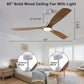 New 42 52 60 Inch Natural Wood Ceiling Fan with Lights Remote Control Quiet DC Motor Ventiladores De Techofor