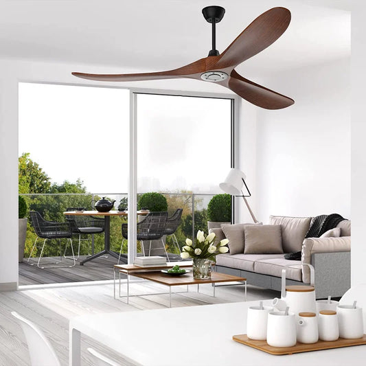 88 Inch Big Size Ceiling Fan with Remote Control Wood Blades Energy DC Motor Dark Walnut Ventiladores De Techo