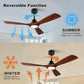 42 52 60 inch Wood Ceiling Fan with Lights Remote Control Quiet DC Motor Ventiladores De Techofor  Livingroom