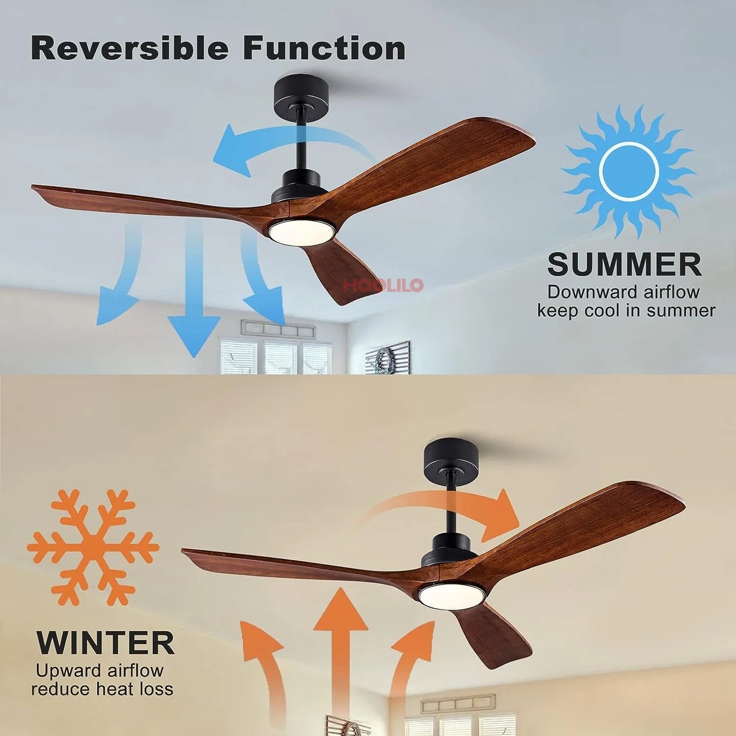 42 52 60 inch Wood Ceiling Fan with Lights Remote Control Quiet DC Motor Ventiladores De Techofor  Livingroom