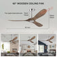 60inch Wood Ceiling Fan with LED Lights and Remote Control DC Motor 6 Speeds Ventiladores De Techo Con Luces Led